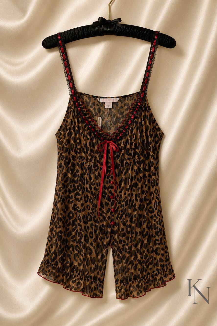 Victoria’s Secret Silk Leopard Print Babydoll – Size L